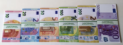 Geldschein 5 € Spielgeld "Euroscheine" 125 % Vergrößerung 
