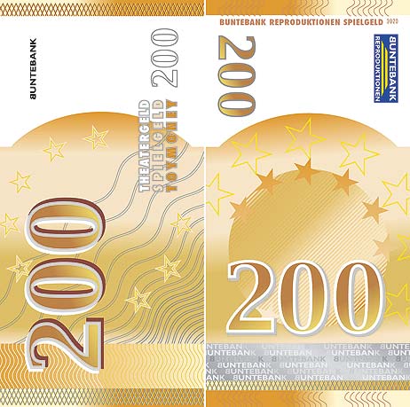 200er Geldschein Requisite einzeln Filmgeld Euroschein-Format