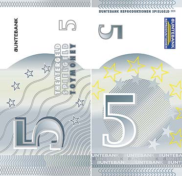 5er Theatergeld einzeln Filmgeld Euroschein-Format