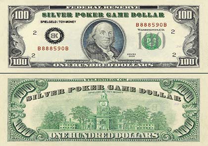 100er Spielgelddollars Silver Poker Game Dollars