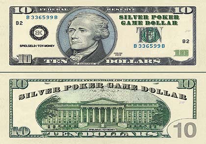 10er Spielgelddollars Silver Poker Game Dollars