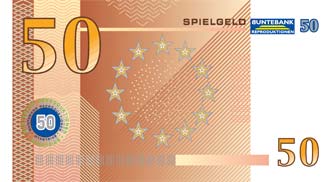 Geldschein 50 Spielgeldscheine in original Euro-Banknoten-Größe 